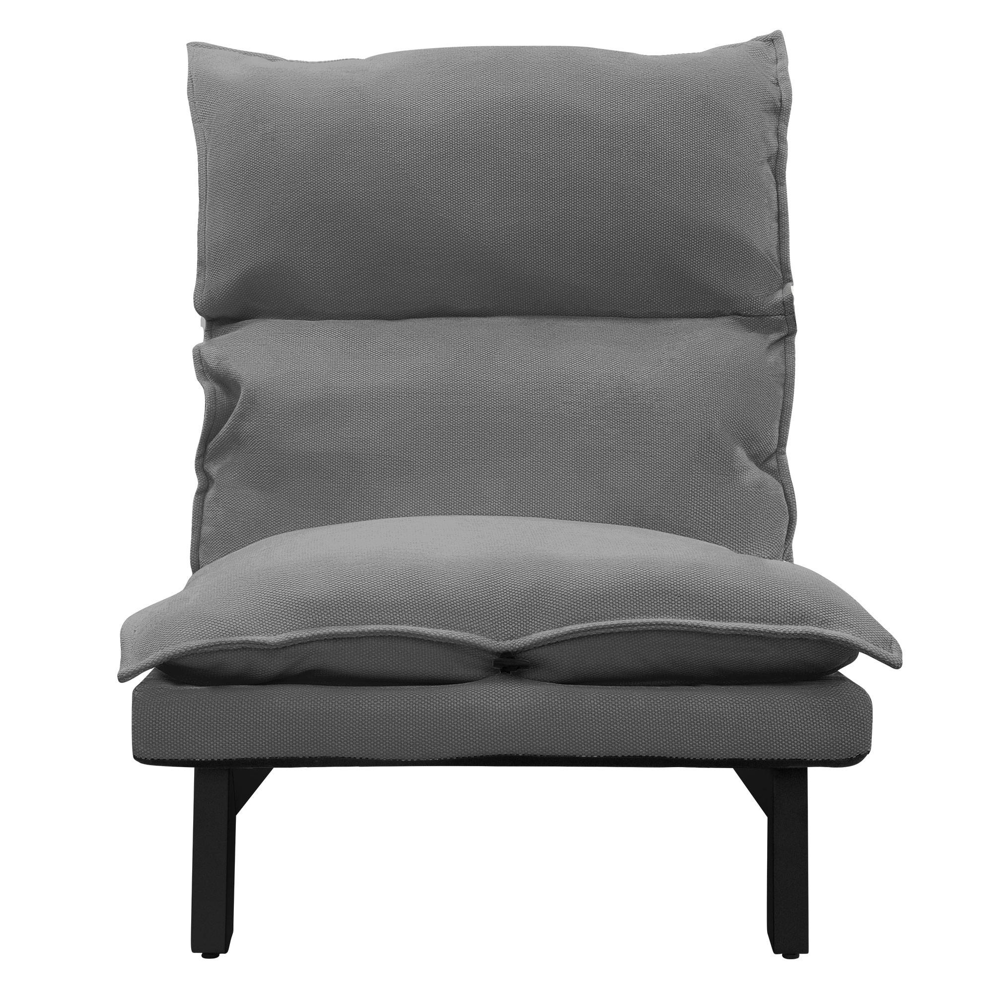 Ml-Design - Fauteuil de relaxation de sol gris revêtement en lin rembourrage doux en polyester et structure robuste en acier dossier inclinable en 5 positions - Image 2