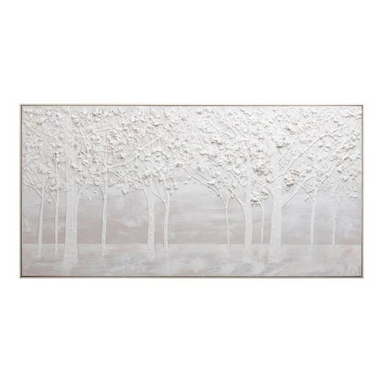 J-Line - Tableau Déco Abstrait "Forêt" 92x182cm Blanc - Image 1