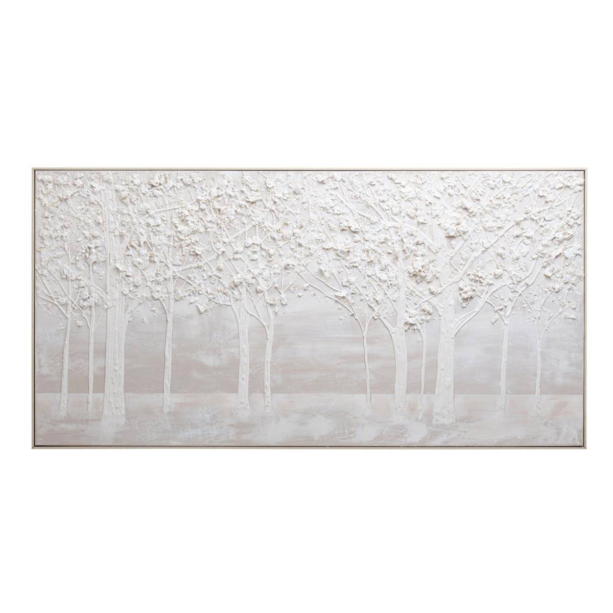 J-Line - Tableau Déco Abstrait "Forêt" 92x182cm Blanc - Image 1