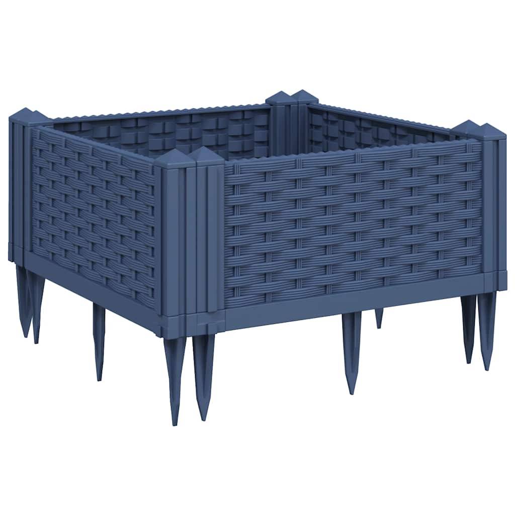 Jardinière avec Piquets PP Bleu Gris 42.5 x 42.5 x 28.5 cm - PANGIVO - Image 2