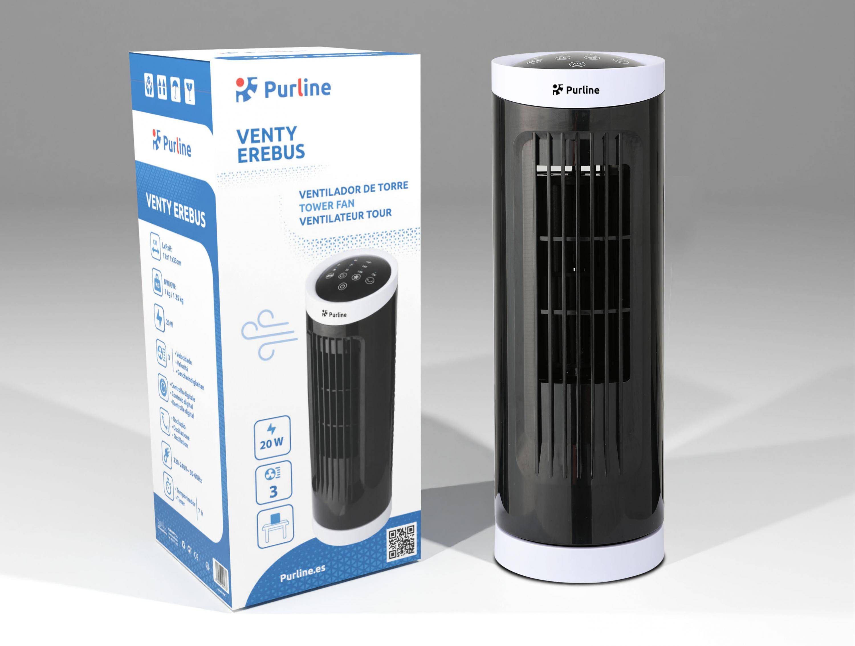 Purline - Ventilateur tour compact rotatif noir - Purline - Image 5