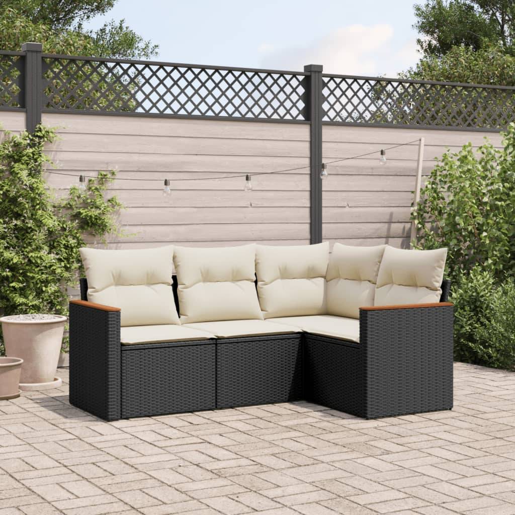 Banc 4 places rotin noir 62 x 62 x 69 cm - Prolenta premium p3192.9 ...