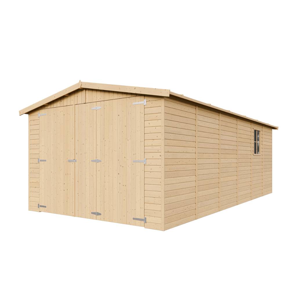 Timbela - Garage en bois Naturel H222X616x324 cm / 18 m² - Rangement pour vélos, remise à outils - 17 mm d’épaisseur - Timbela M102 - Image 3
