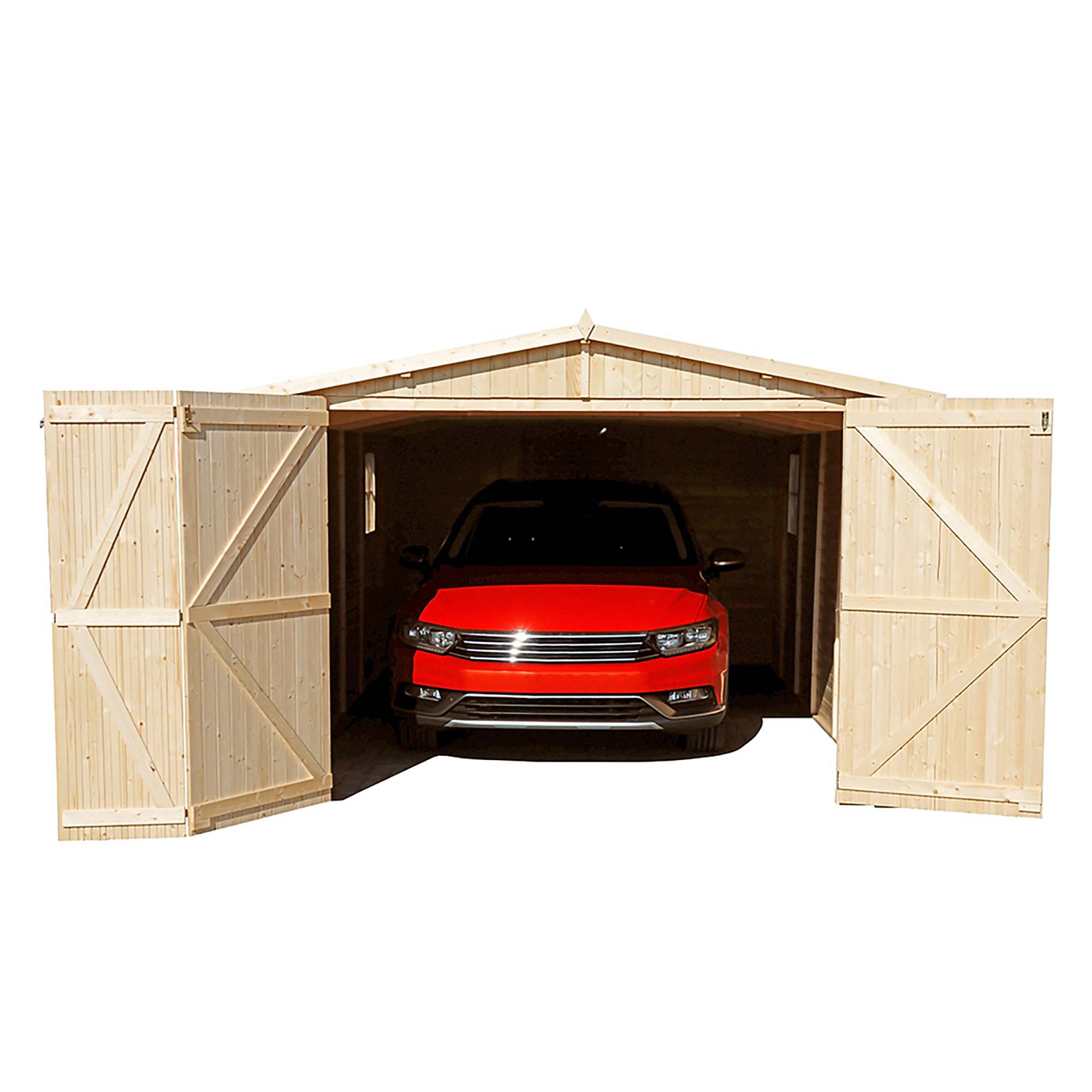 Timbela - Garage en bois Naturel H222X616x324 cm / 18 m² - Rangement pour vélos, remise à outils - 17 mm d’épaisseur - Timbela M102 - Image 6