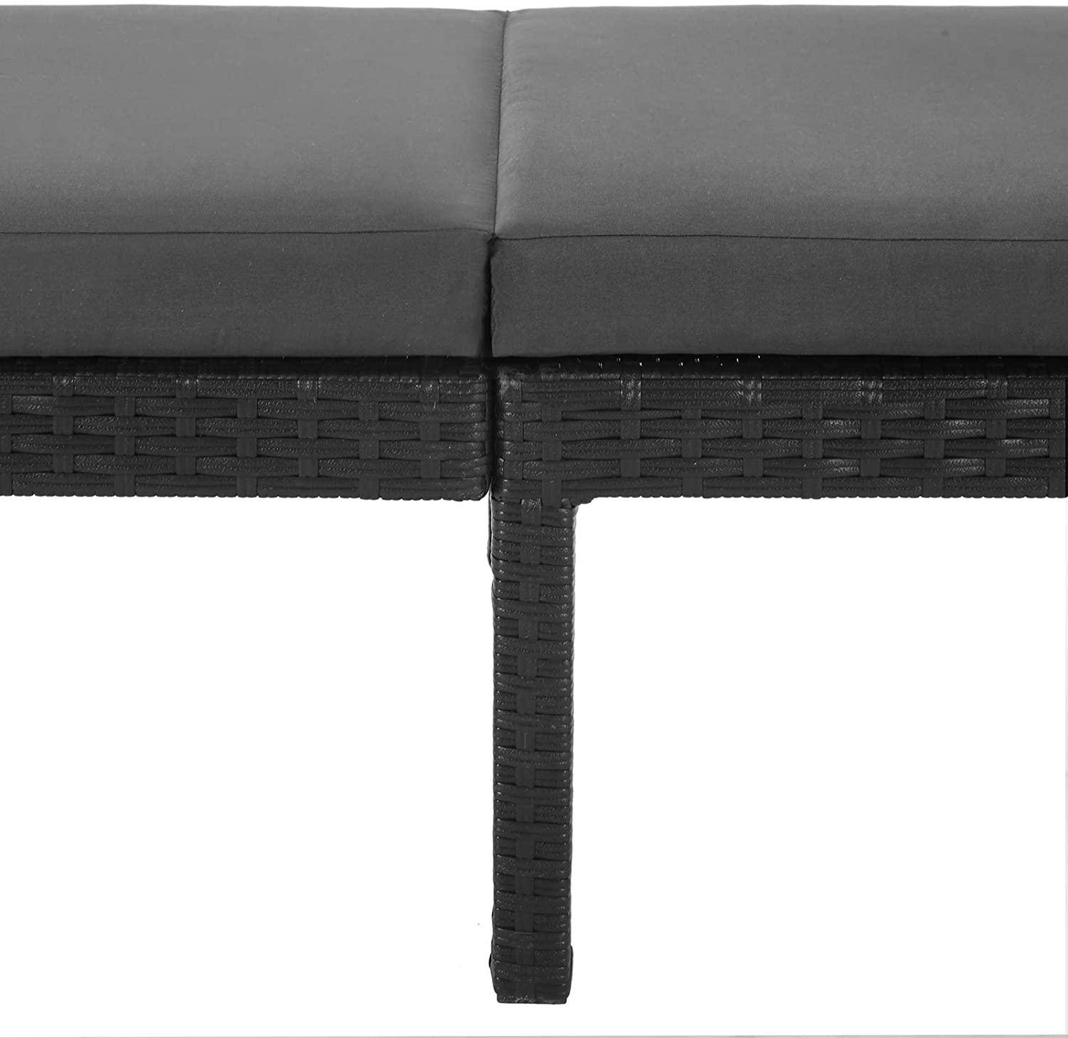 Helloshop26 - Chaise longue bain de soleil transat de relaxation avec matelas de 5 cm surface tissée inclinable 59 x 198 x 28 cm charge 150 kg pour jardin balcon t - Imagen 4