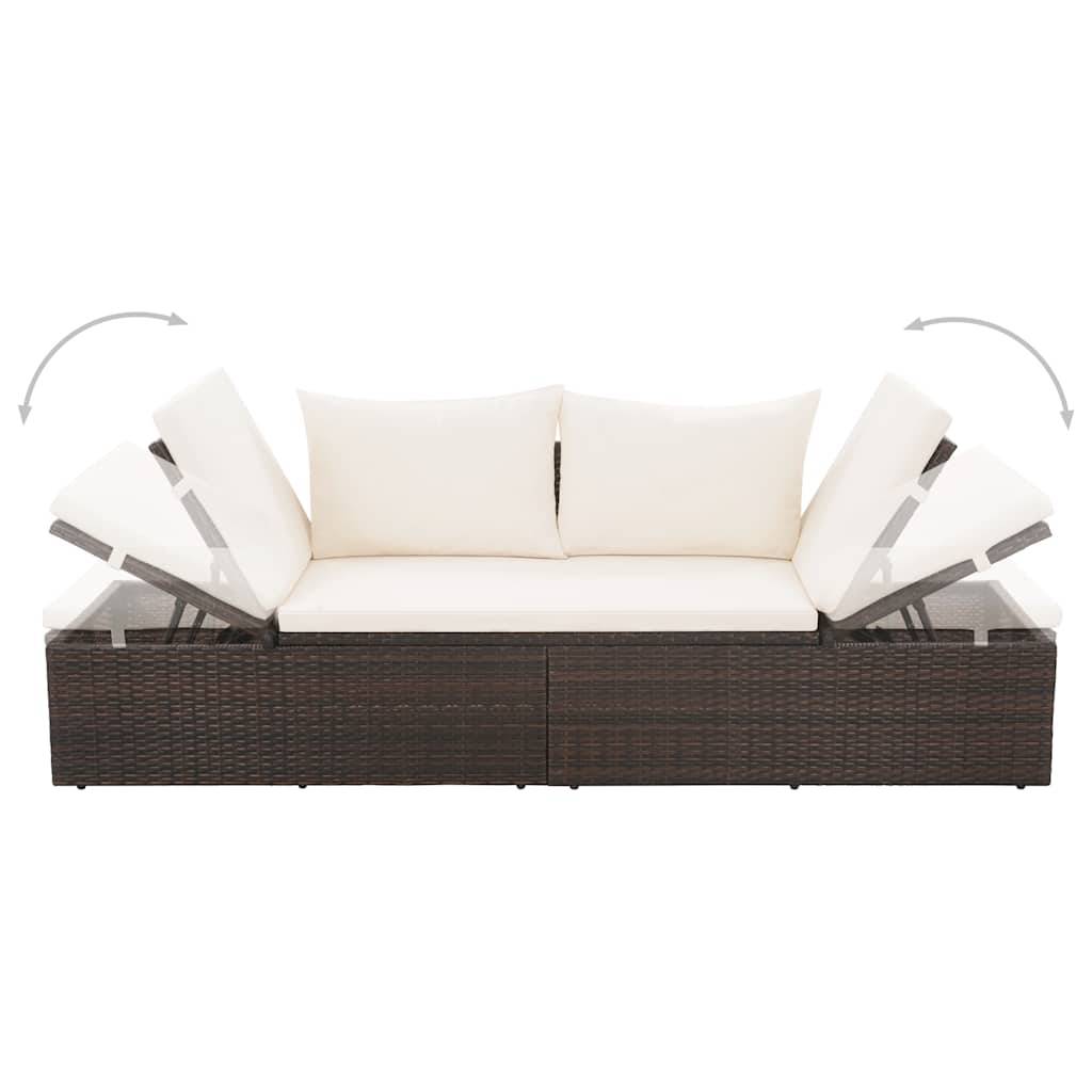 Vidaxl - Lit de jardin Marron 195x60 cm Résine tressée vidaXL 43954 - Imagen 6