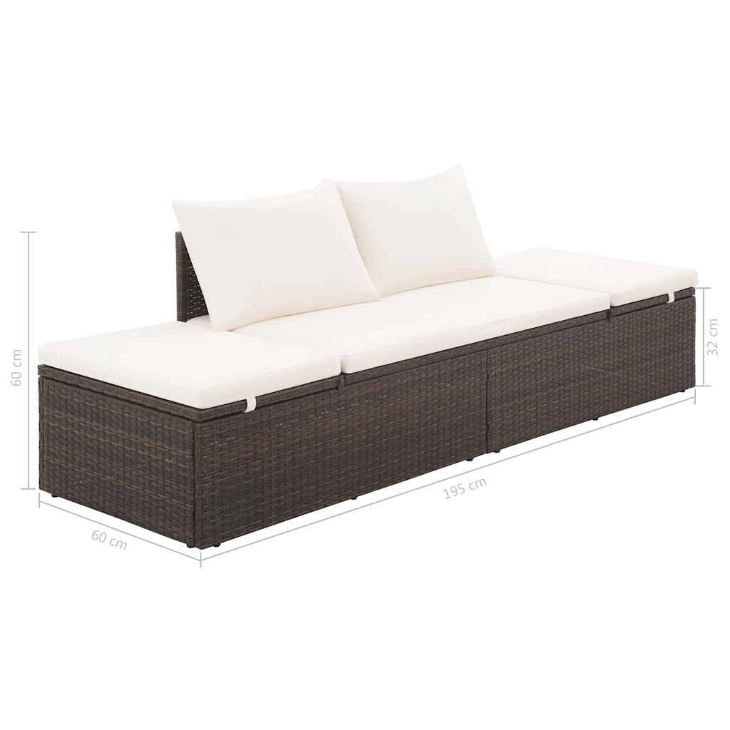 Vidaxl - Lit de jardin Marron 195x60 cm Résine tressée vidaXL 43954 - Imagen 3