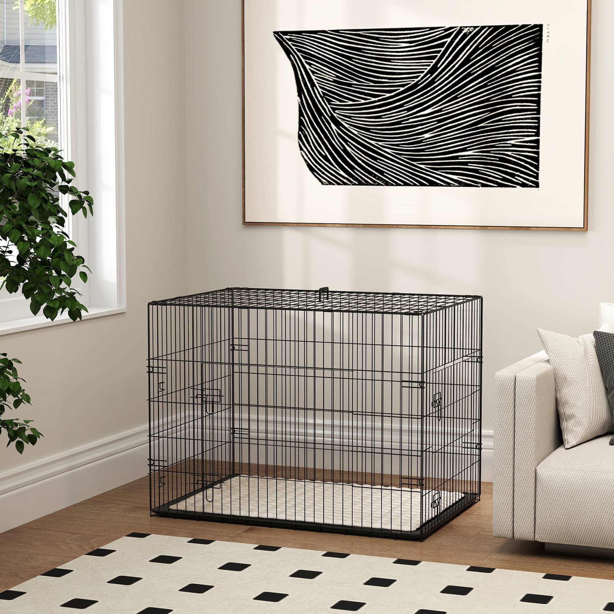 Caisse de transport acier voyage grand chien pliable accès double 90x58x62cm noir - ComfortXL Outdoor Living - Image 10