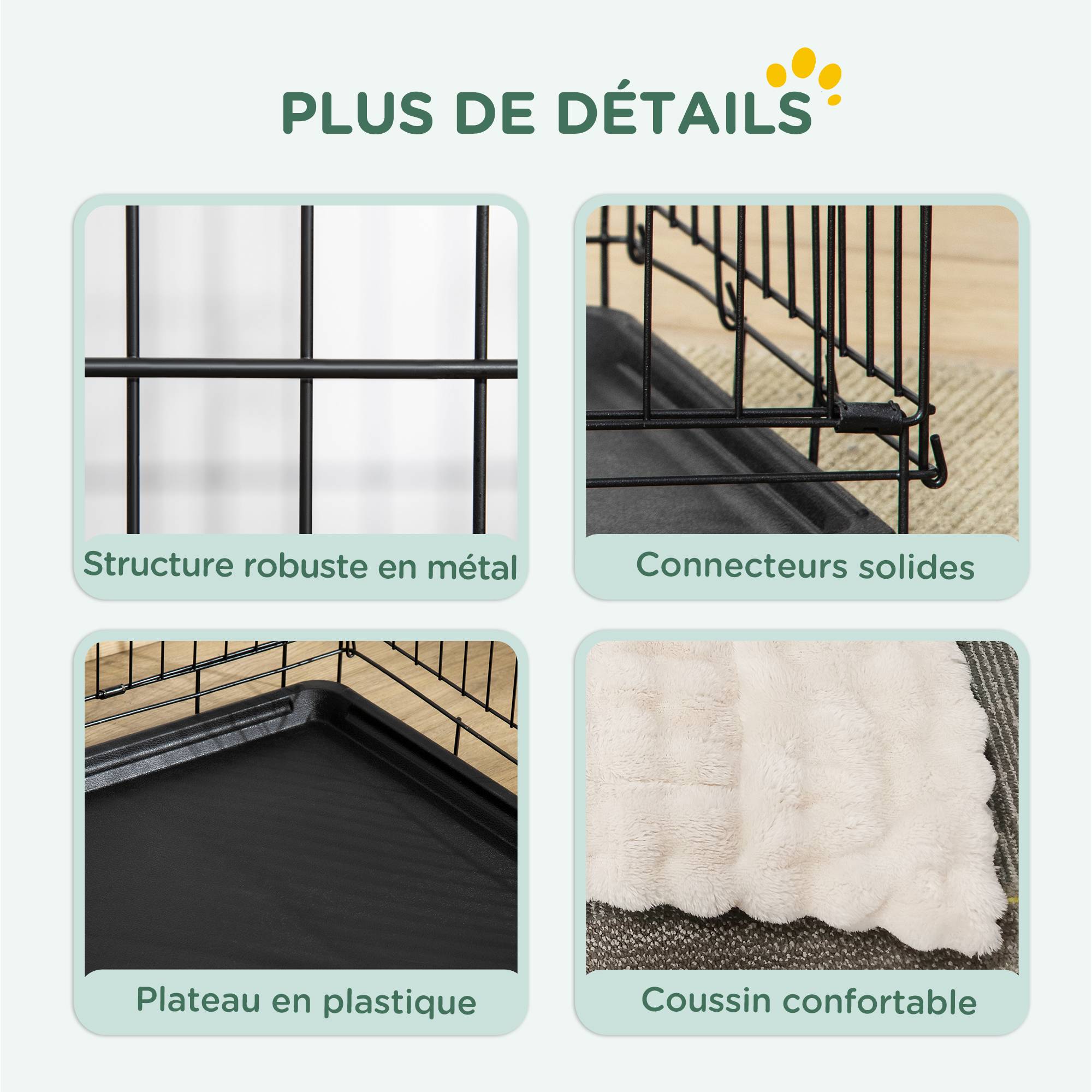 Caisse de transport acier voyage grand chien pliable accès double 90x58x62cm noir - ComfortXL Outdoor Living - Image 6