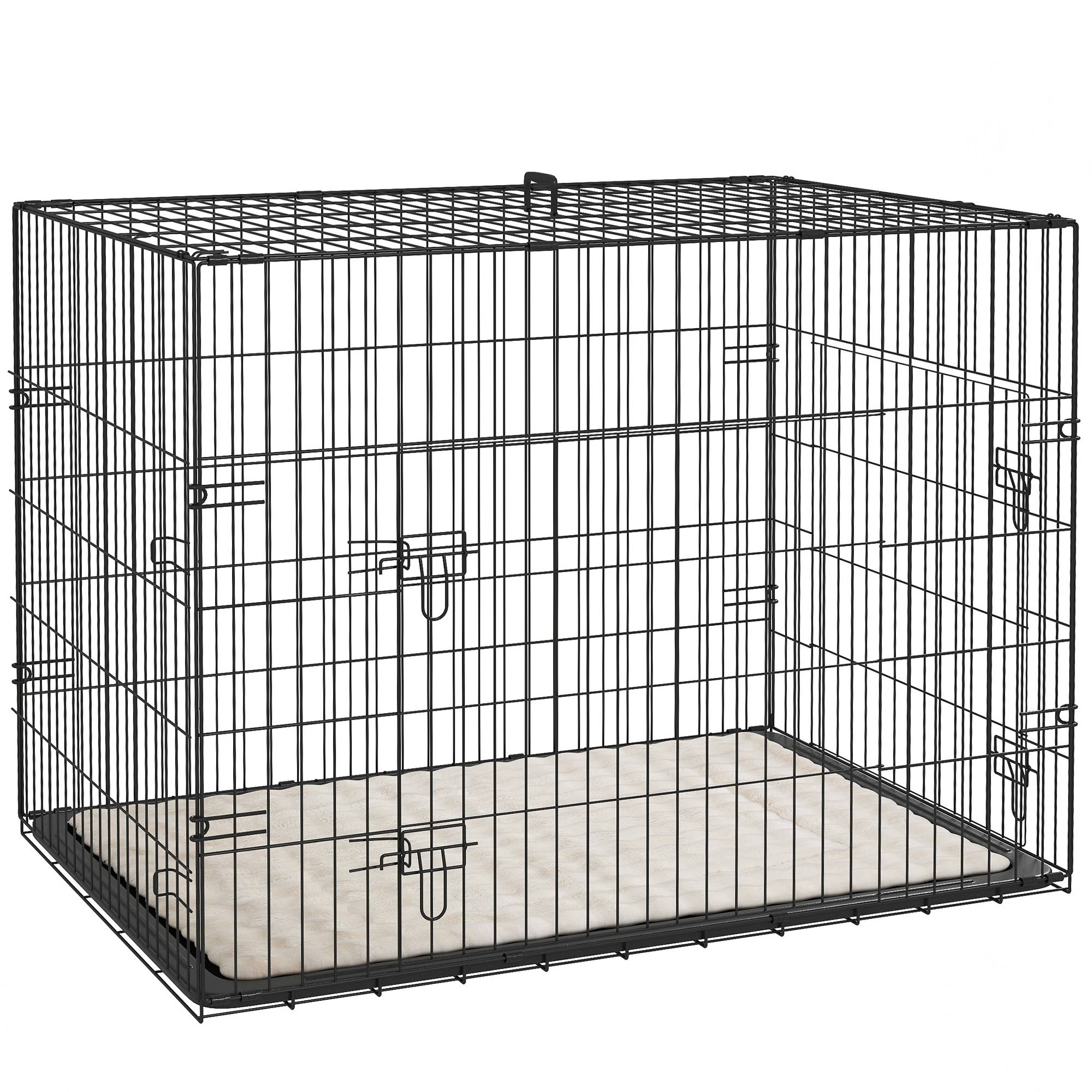 Caisse de transport acier voyage grand chien pliable accès double 90x58x62cm noir - ComfortXL Outdoor Living - Image 1