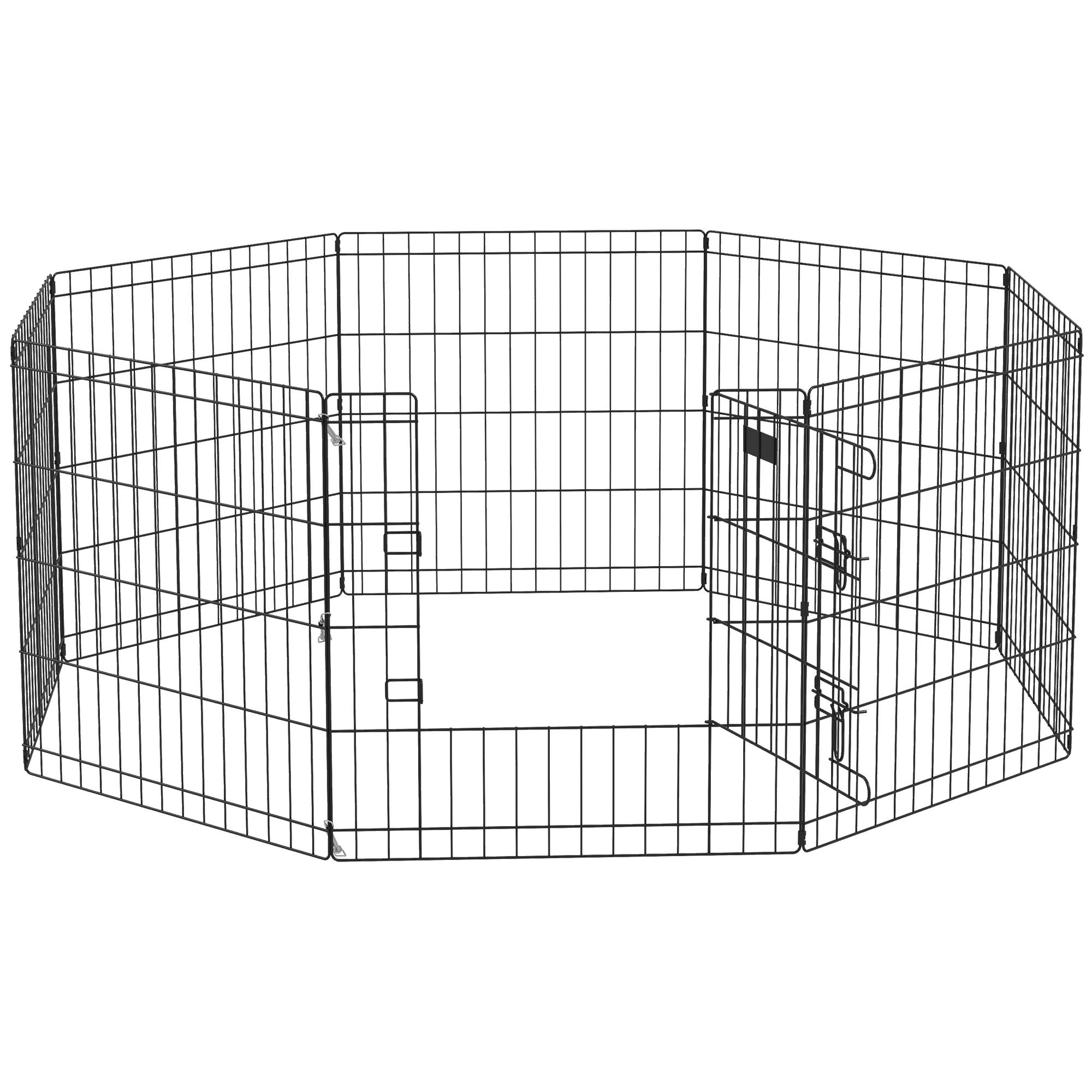Parc pour chien 8 panneaux 61x61 cm, cage en métal avec porte et double verrouillage, noir - Image 1