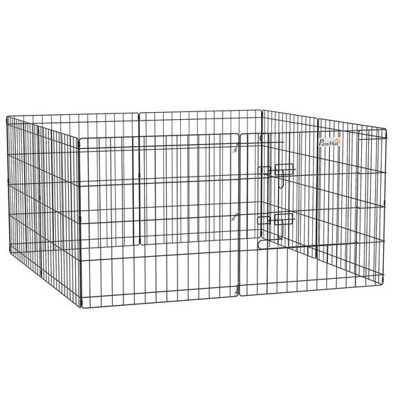 Parc pour chien 8 panneaux 61x61 cm, cage en métal avec porte et double verrouillage, noir - Image 2