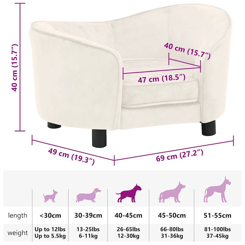 ComfortXL - Canapé Chien Peluche Douce Cadre Bois Repos Chat Intérieur Crème 69cm - ComfortXL Outdoor Living - Image 9