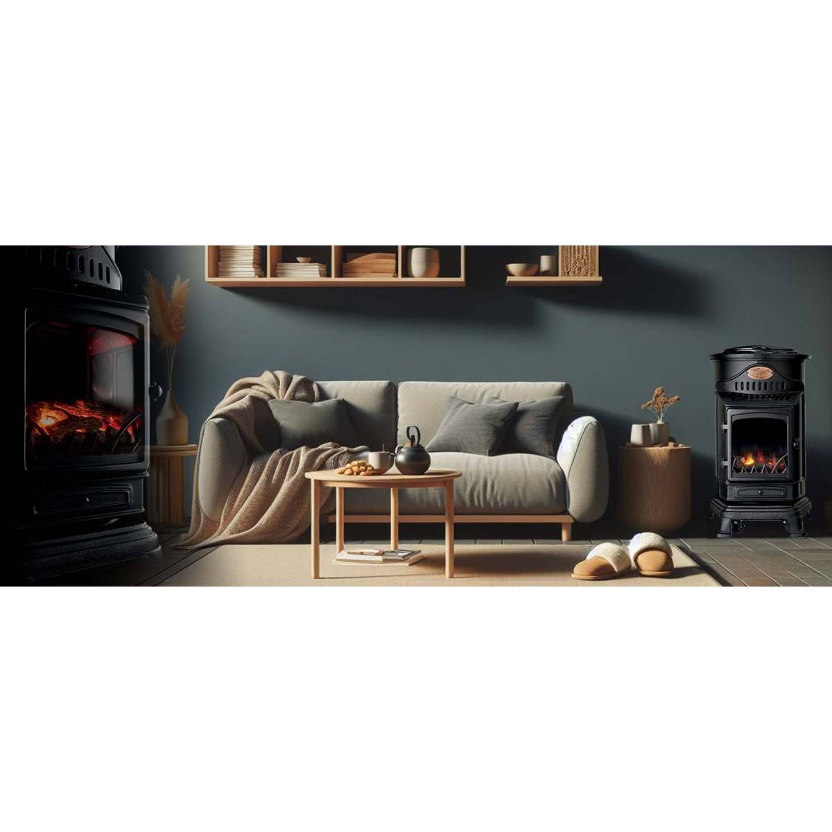 Universal - Poêle à gaz Fonte véritable 3.4KW NOIR Chauffage au gaz avec Effet feu de bois Provence UNIVERSAL - Imagen 6