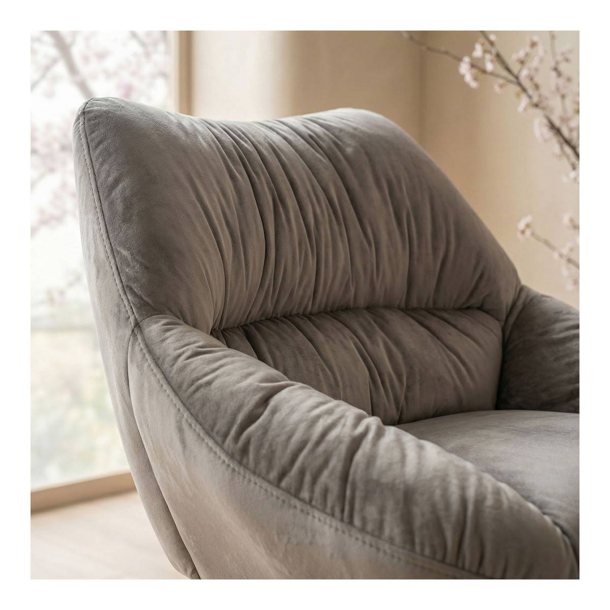 Paris Prix - Fauteuil Design en Velours "Neal" 74cm Gris - Image 5