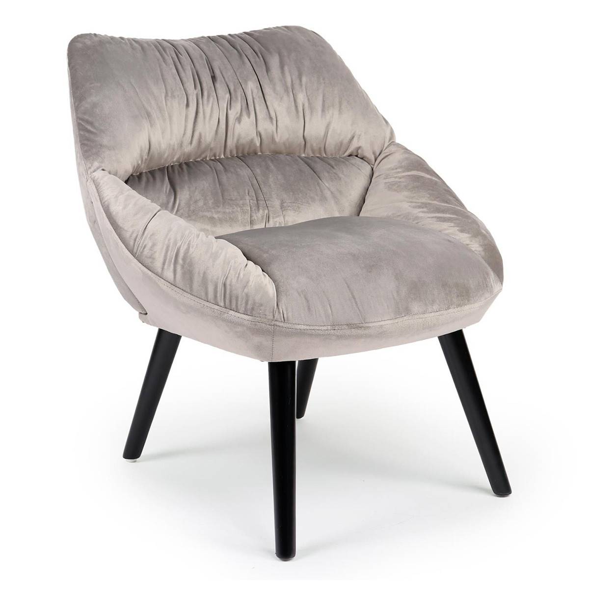 Paris Prix - Fauteuil Design en Velours "Neal" 74cm Gris - Image 1