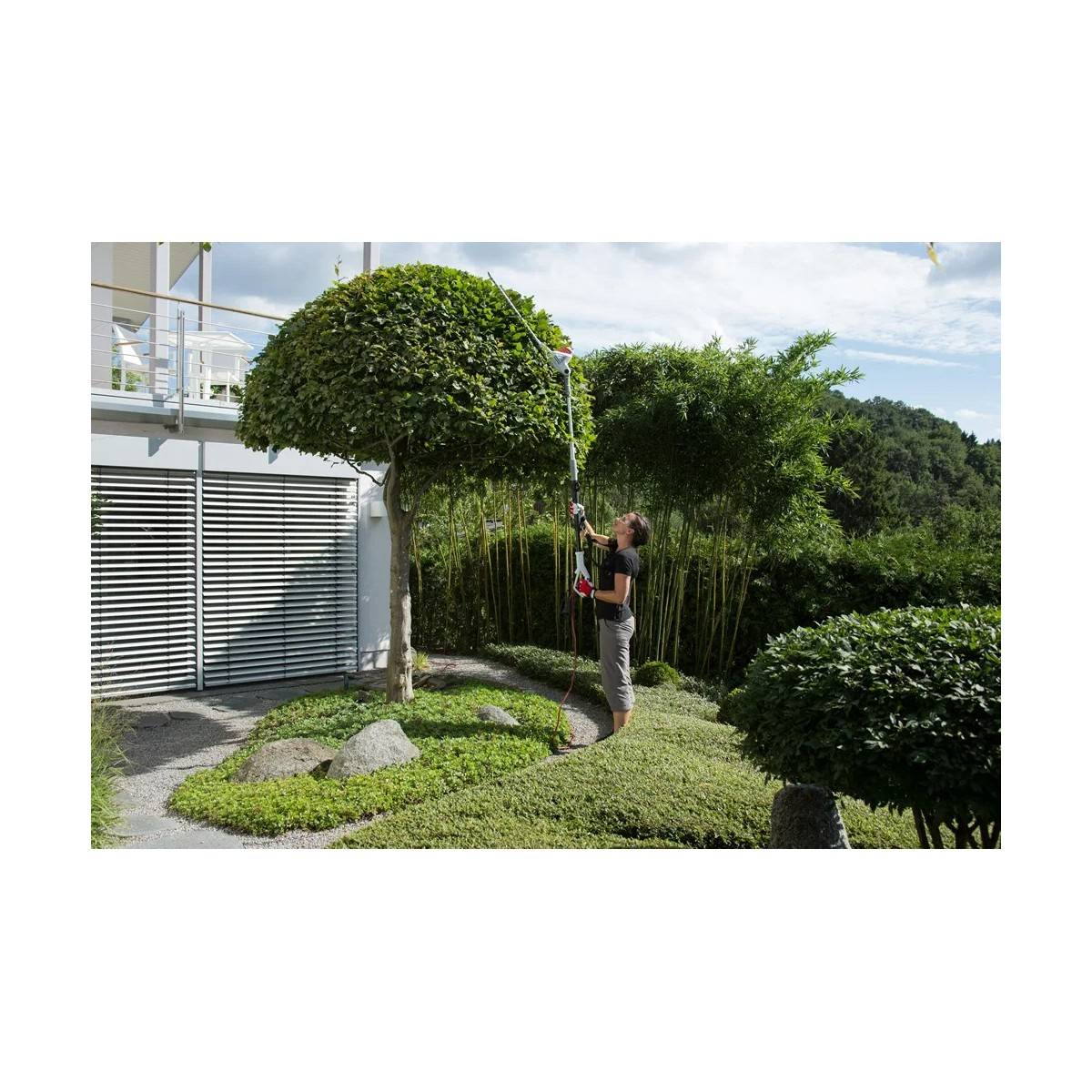Taille Haie Télescopique filaire 600W - Lame de coupe 59 cm Coupe 51 cm Taille Haie sur perche réglable 1.95 - 2.40 m IKRA - Image 3