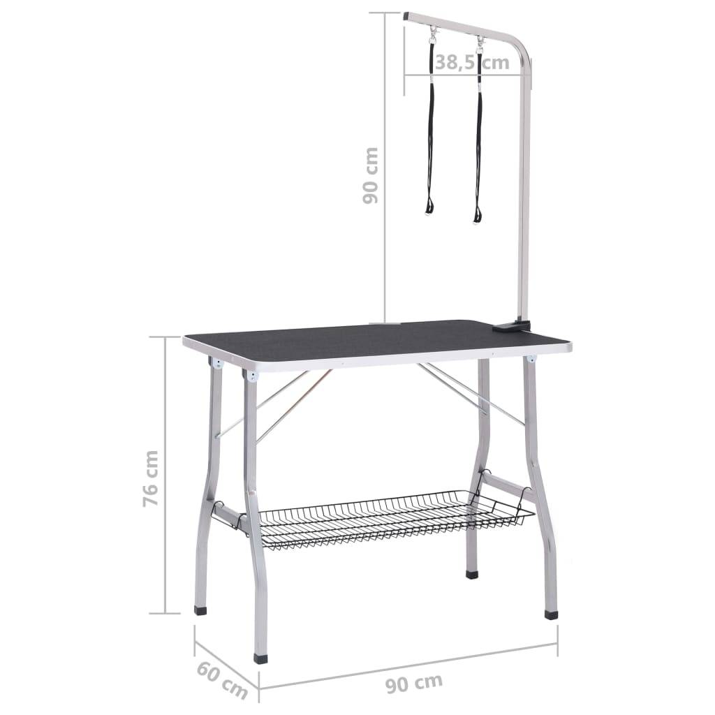 Vidaxl - Table de toilettage réglable de chiens avec 2 boucles et panier vidaXL 171068 - Imagen 3