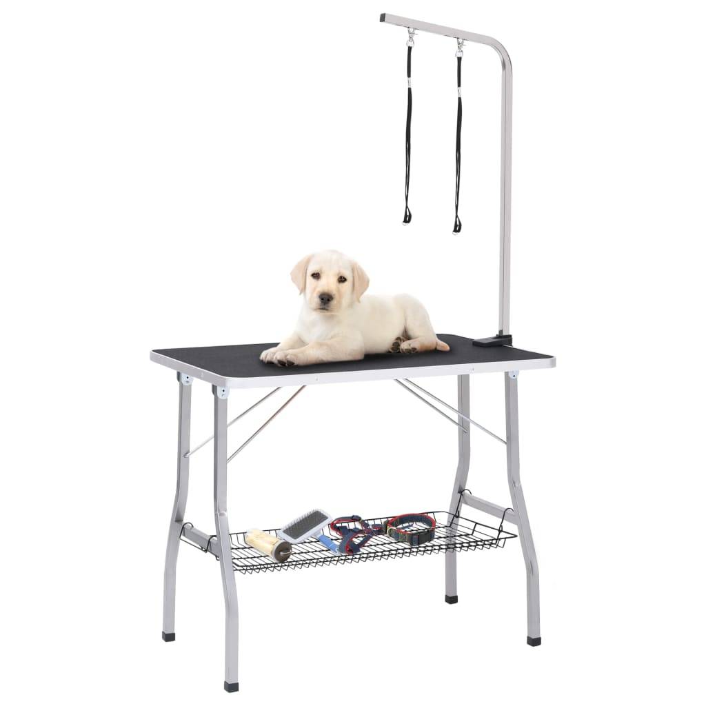 Vidaxl - Table de toilettage réglable de chiens avec 2 boucles et panier vidaXL 171068 - Imagen 1