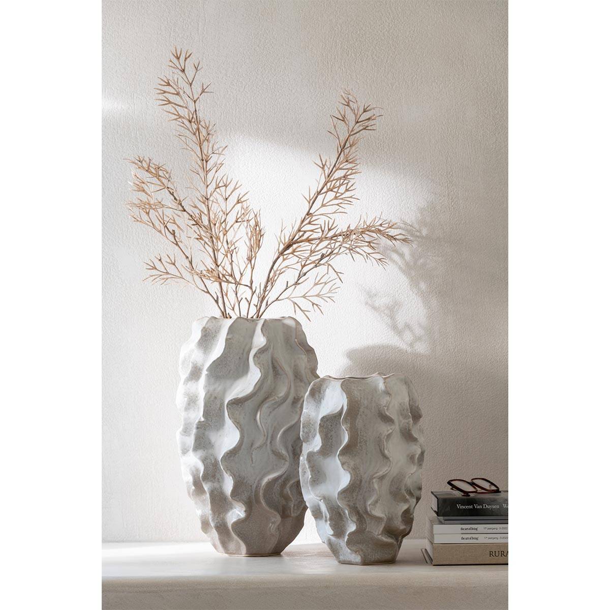 Vase Abstrait Vagues "Dewayne" 37cm Beige - Image 4