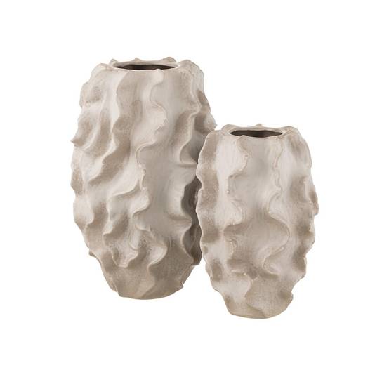 Vase Abstrait Vagues "Dewayne" 37cm Beige - Image 2