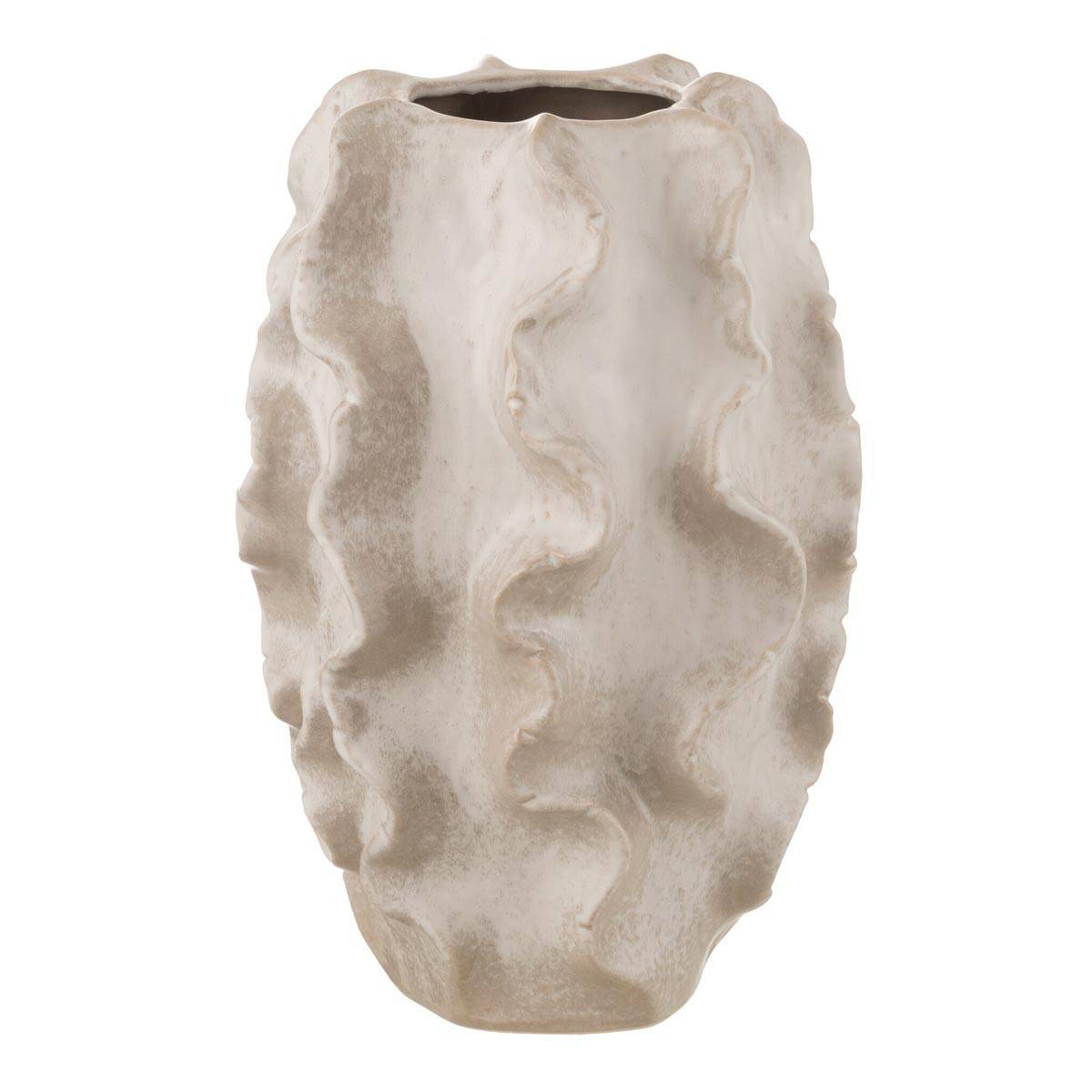 Vase Abstrait Vagues "Dewayne" 37cm Beige - Image 1