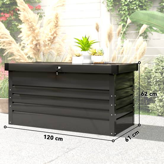 ComfortXL - Coffre de rangement acier galvanisé 350 L gris anthracite pour jardin sécurisé - ComfortXL Outdoor Living - Image 4