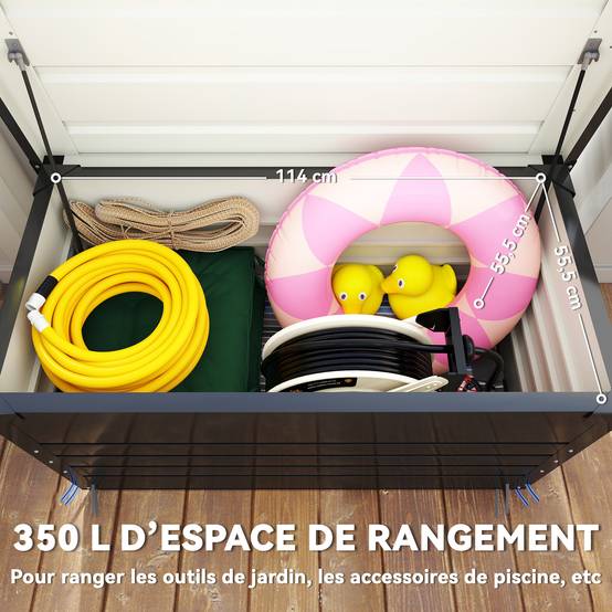 ComfortXL - Coffre de rangement acier galvanisé 350 L gris anthracite pour jardin sécurisé - ComfortXL Outdoor Living - Image 5