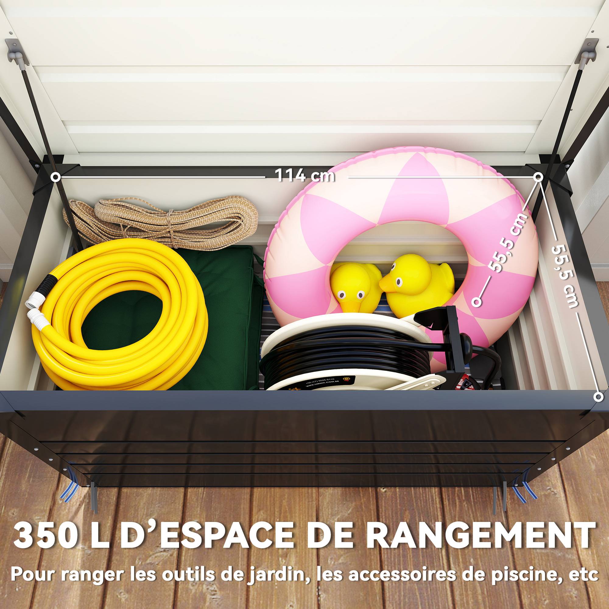 ComfortXL - Coffre de rangement acier galvanisé 350 L gris anthracite pour jardin sécurisé - ComfortXL Outdoor Living - Image 5