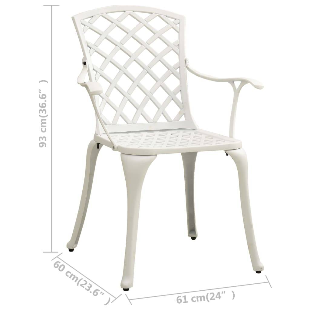 Chaise de jardin aluminium coulé blanc 61 x 60 x 93 cm - PANGIVO - Image 8