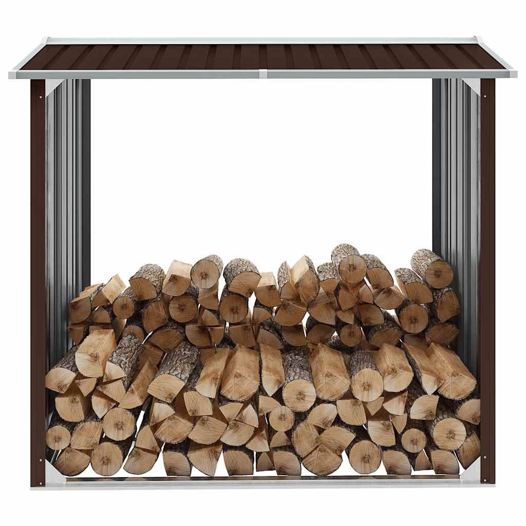 Abri à bûches Acier Galvanisé Rangement Bois de Chauffage 172x91x154 cm Marron - ComfortXL Outdoor Living - Image 1