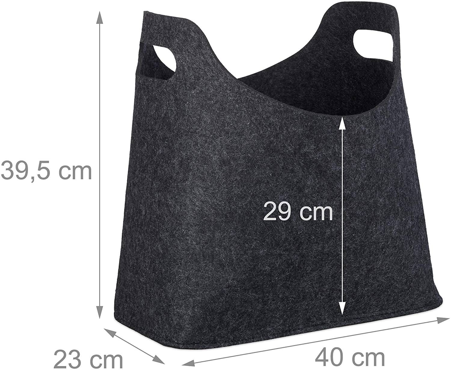 Helloshop26 - Panier à bûches de bois accessoire cheminée en feutre gris foncé - Imagen 1