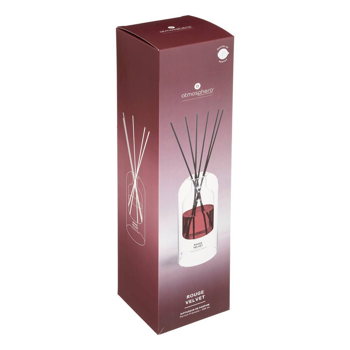 Atmosphera - Diffuseur de parfum Ilan 500ml verre rouge velvet - Atmosphera Créateur d'intérieur - Imagen 3