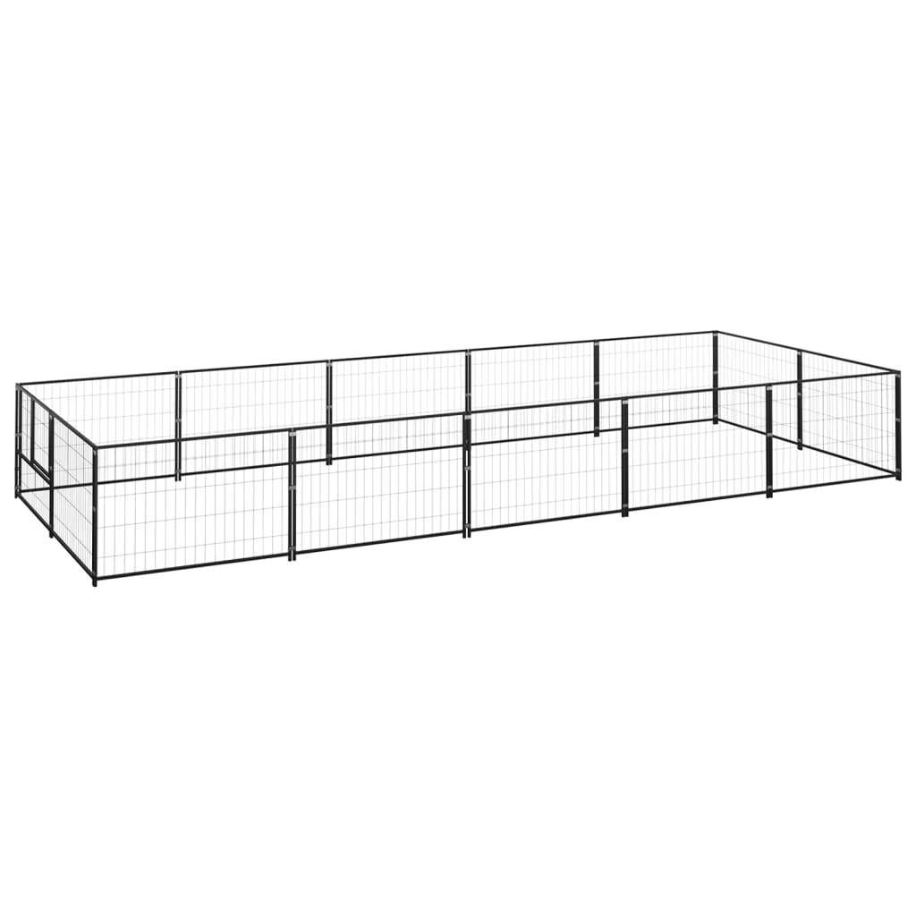 Helloshop26 - Chenil extérieur cage enclos parc animaux chien noir 10 m² acier - Imagen 1