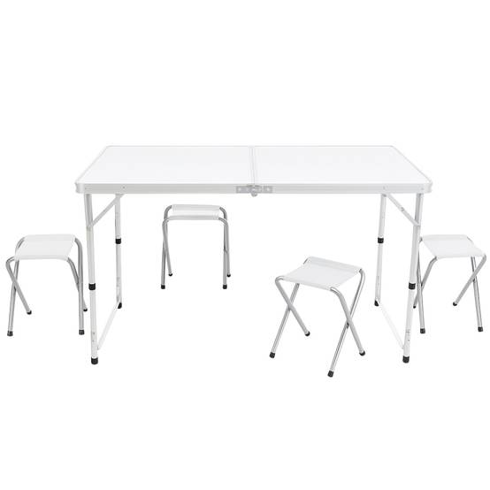Table de camping pliante avec 4 tabourets. - TERRE JARDIN - Image 1