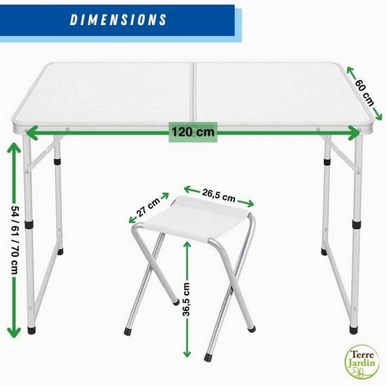 Table de camping pliante avec 4 tabourets. - TERRE JARDIN - Image 7