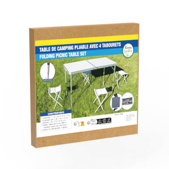 Table de camping pliante avec 4 tabourets. - TERRE JARDIN - Image 9