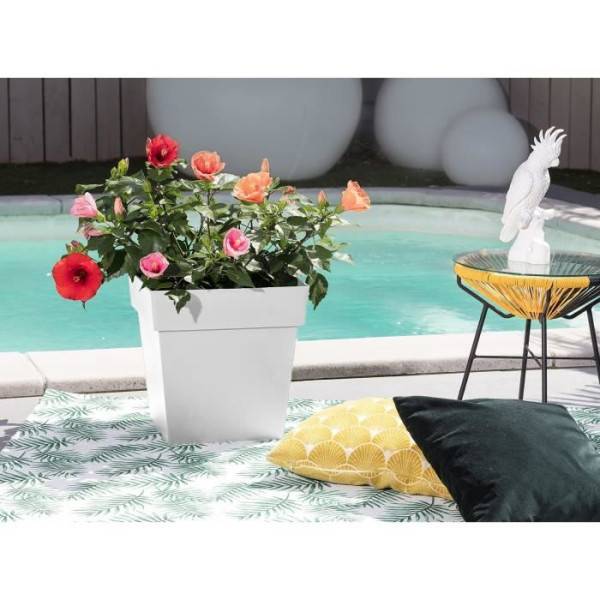 EDA Plastiques - Pot De Fleur Eda Plastique Carré Toscane Blanc 39 X 39 X H 39 Cm 38 L - Image 2