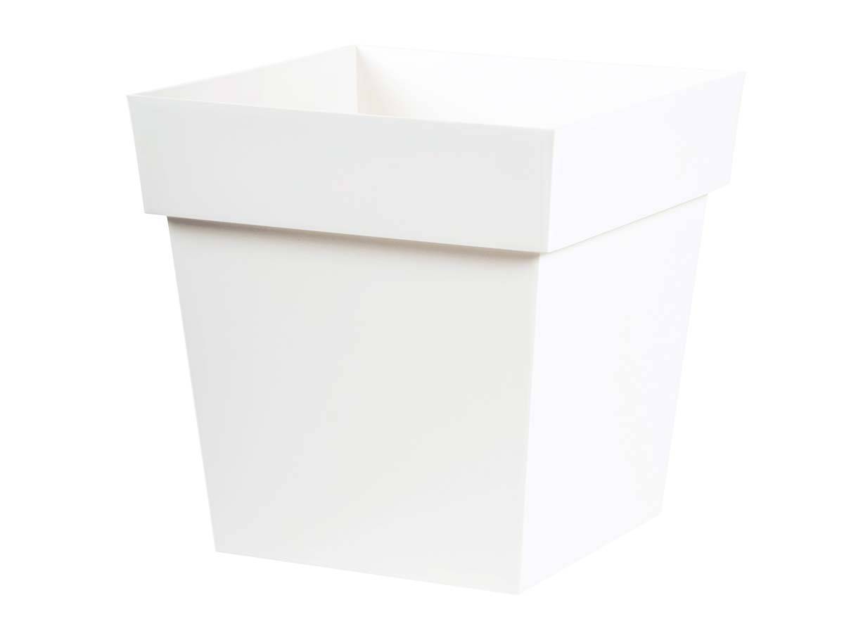 EDA Plastiques - Pot De Fleur Eda Plastique Carré Toscane Blanc 39 X 39 X H 39 Cm 38 L - Image 1