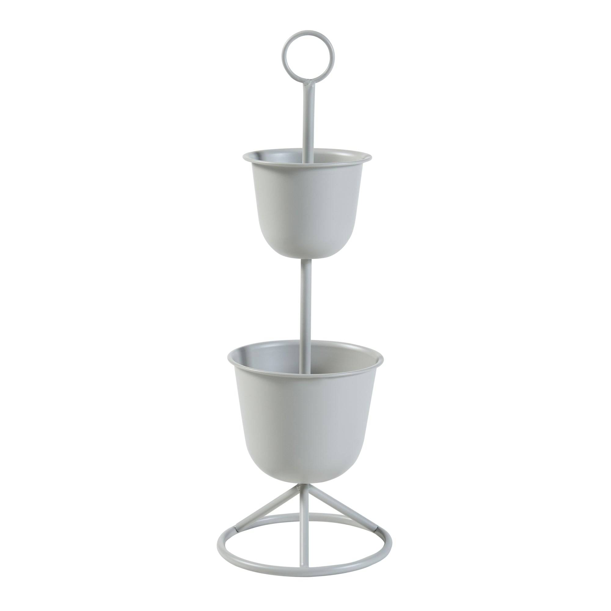 Porte-plantes style intemportel support 77 x 26 cm 2 cache-pots beige - Image 1