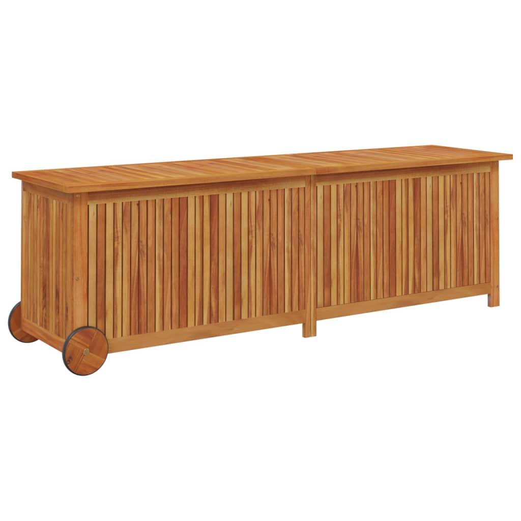 Helloshop26 - Coffre boîte meuble de jardin rangement avec roues 150 x 50 x 58 cm bois acacia - Imagen 1