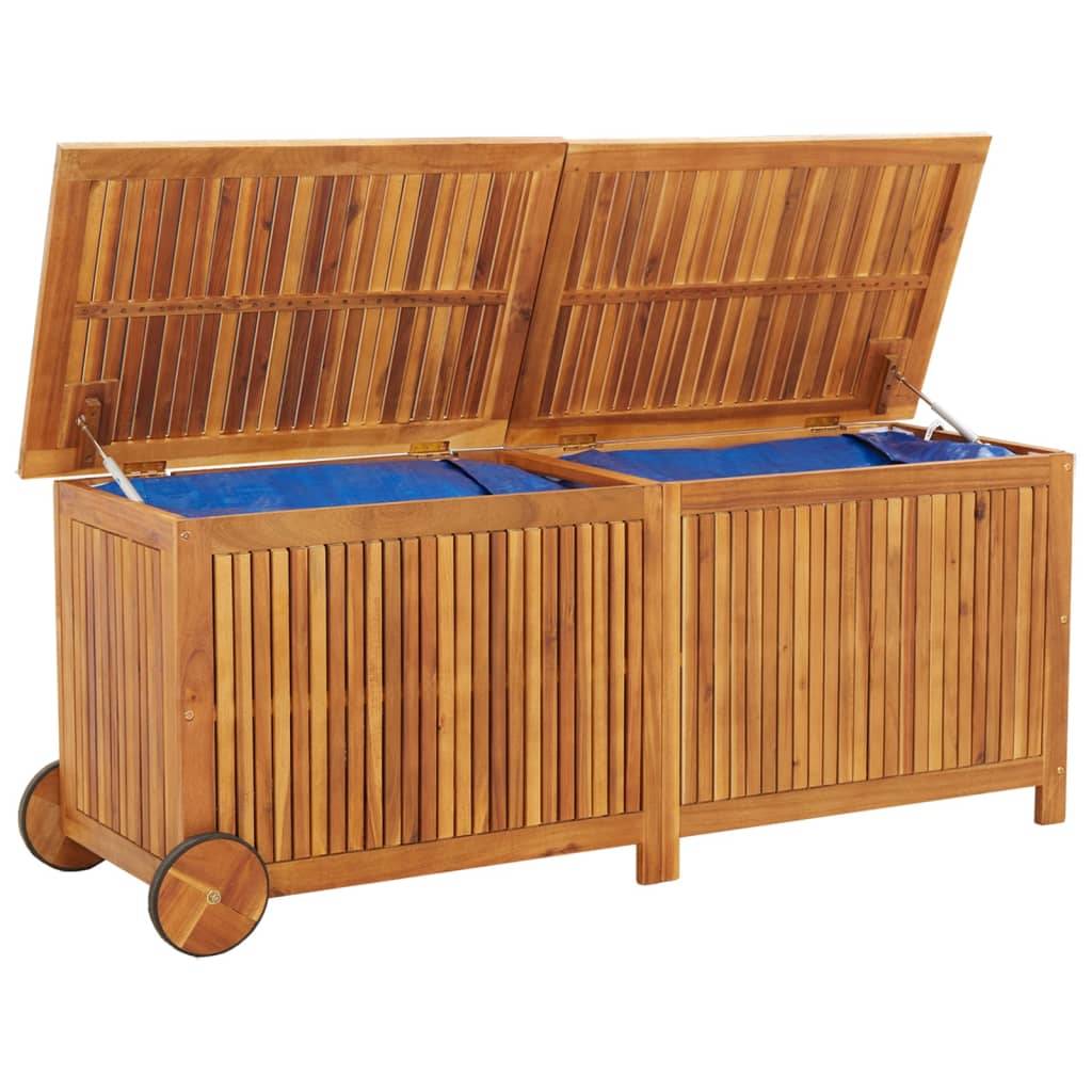 Helloshop26 - Coffre boîte meuble de jardin rangement avec roues 150 x 50 x 58 cm bois acacia - Imagen 2