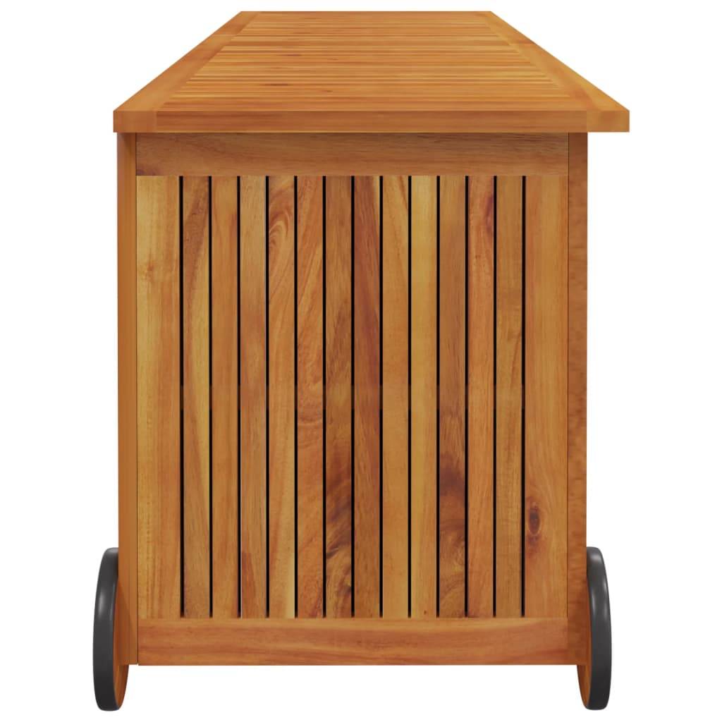 Helloshop26 - Coffre boîte meuble de jardin rangement avec roues 150 x 50 x 58 cm bois acacia - Imagen 4