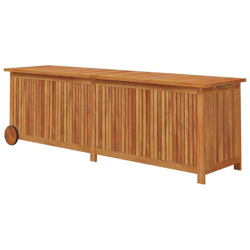 Helloshop26 - Coffre boîte meuble de jardin rangement avec roues 150 x 50 x 58 cm bois acacia - Imagen 5