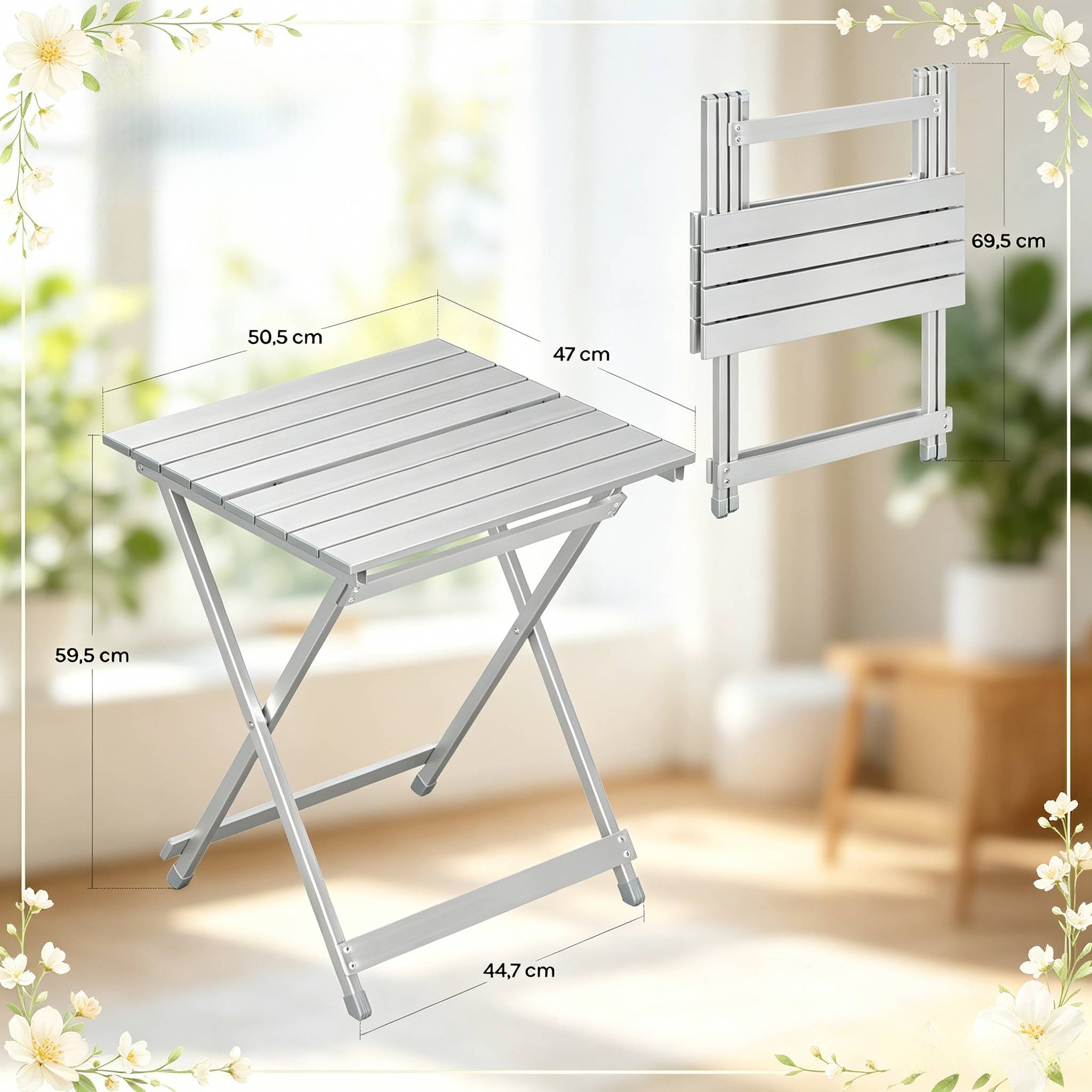 ComfortXL - Table pliante aluminium jardin balcon camping ultralégère argent 50,5x47x59,5cm - ComfortXL Outdoor Living - Image 3