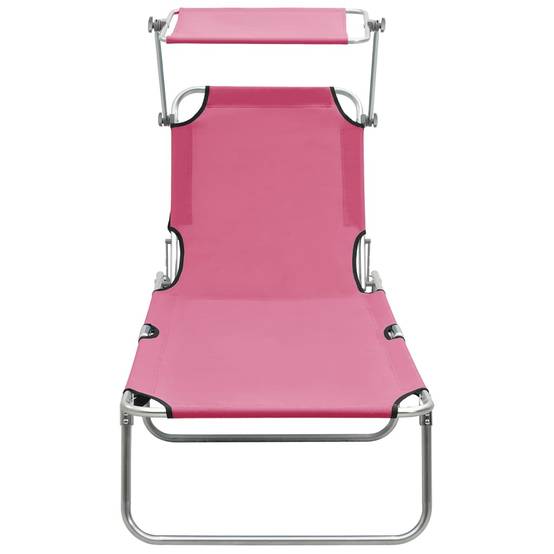 Maison Chic - Bain de soleil pliable - Transat - Chaise longue avec auvent acier rose magento - MEUBLE PRO - Image 3
