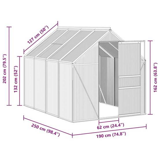 PANGIVO - Serre de jardin aluminium gris anthracite 250 x 190 x 202 cm - PANGIVO - Image 8