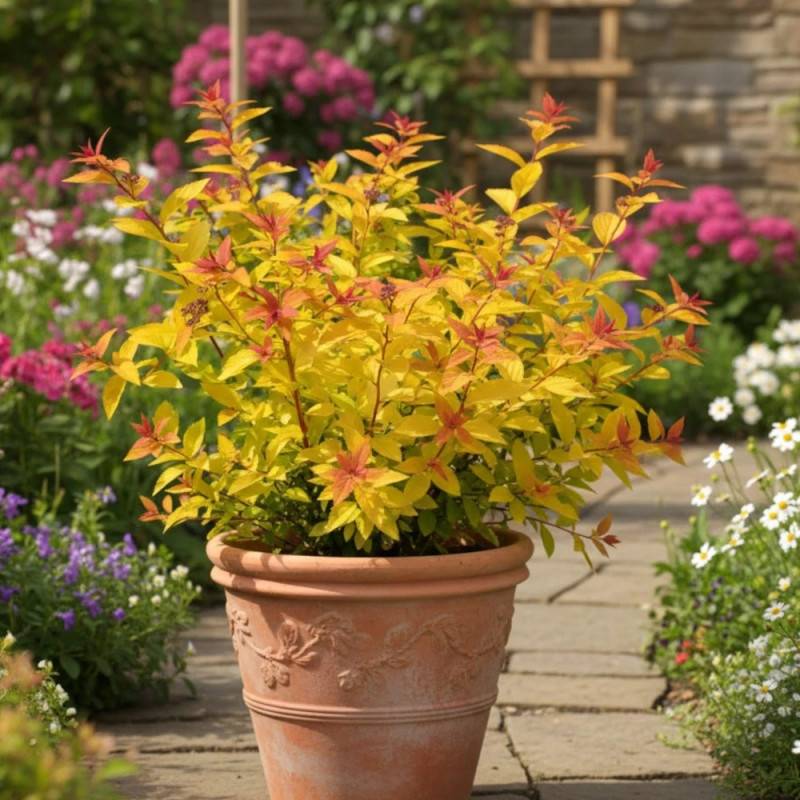 Spirée du Japon Little Flame® 'Minspil04', Spiraea à fleurs Rose - feuillage Caduc - Pot de 3L - 20/40 cm-  hauteur à maturité De 0,50 m à 1,00 m - Imagen 9