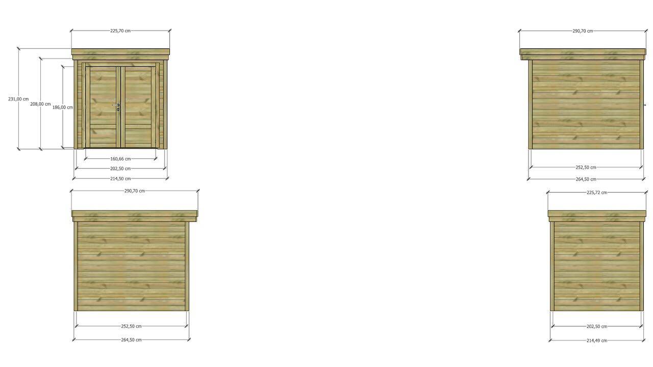ABRI DE JARDIN bois  autoclave 27mm - 2,14x2,64m / 6m2 - Bac acier - Abri Français - Image 4