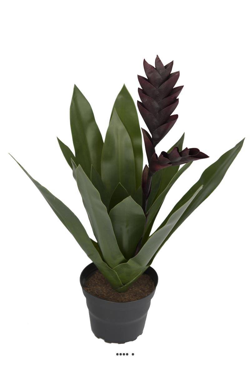 Artificielles - Bromélia fleurie artificielle en pot, H 40 cm Mauve violet - couleur: Mauve violet - Imagen 1